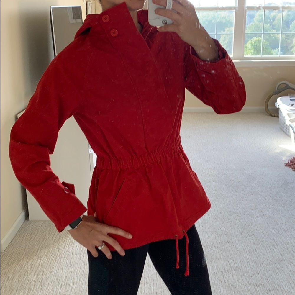 Anthropologie Red Drawstring Waist Jacket